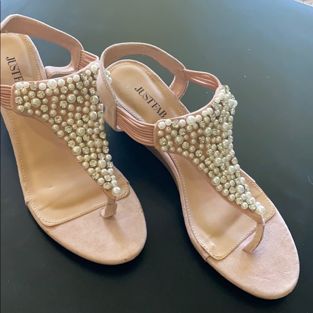 Blush sandals wedges